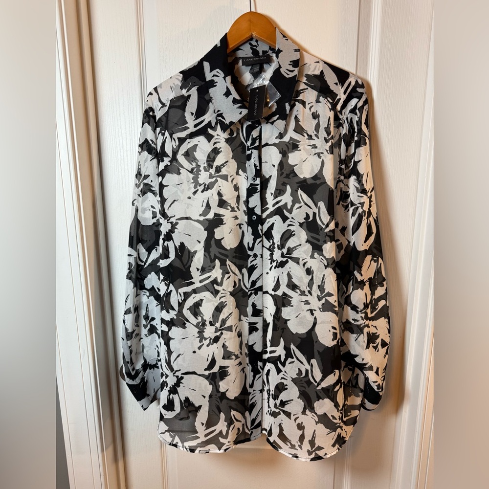 NEW Lane Bryant Silhouette Floral Button Down Shirt Top Sz 22/24 - Picture 3 of 9